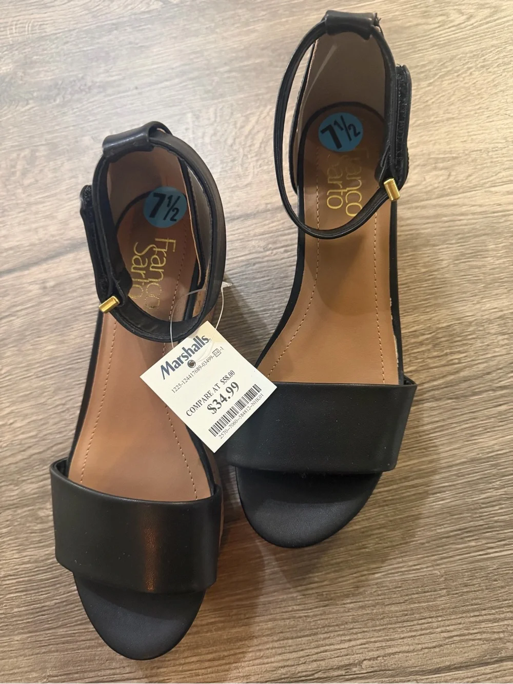 Franco Sarto Black And Cork Wedges